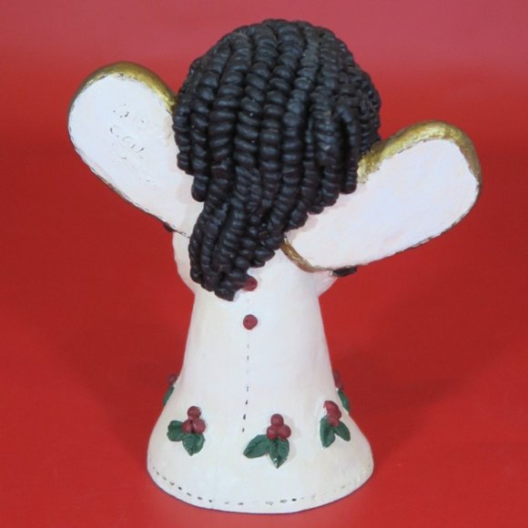 GAIL LAURA VTG 1992 Signed Black African American Christmas Angel Resin Figurine - Picture 3 of 12